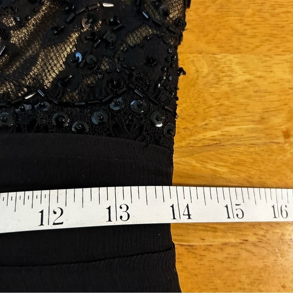 TADASHI Collection Vintage Black Lace Silk Shirred Cocktail Dress Size 4 - Picture 12 of 14